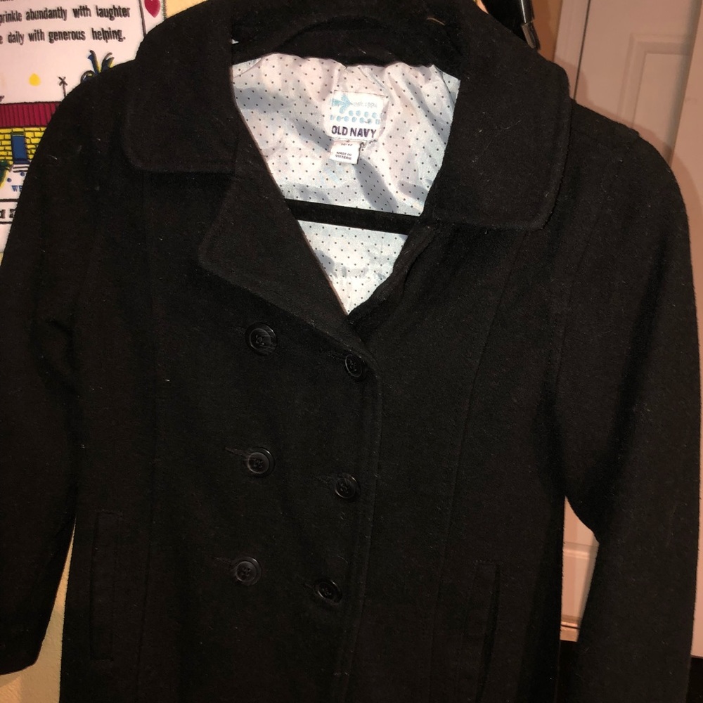 Old navy black pea coat 🧥 jacket kids L